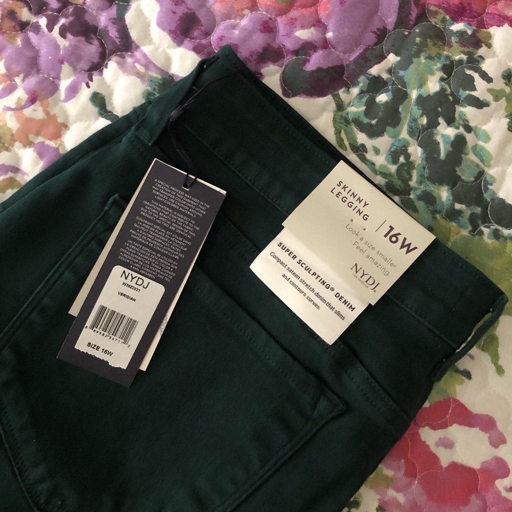 NYDJ deep green denim Ami skinny legging 16W stretch NWT